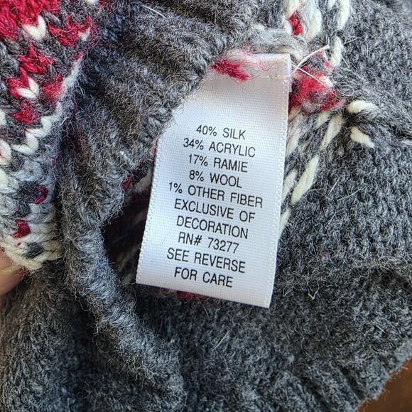 Croft & Barrow Silk Blend Fair Isle Cardinal Full Zip Cardigan Sz XL Red Holiday - Picture 4 of 7